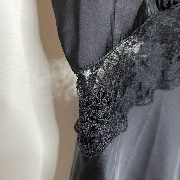 Abercrombie & Fitch Lace and Satin Slip Midi Dress Black Womens Small Tall - Picture 5 of 9